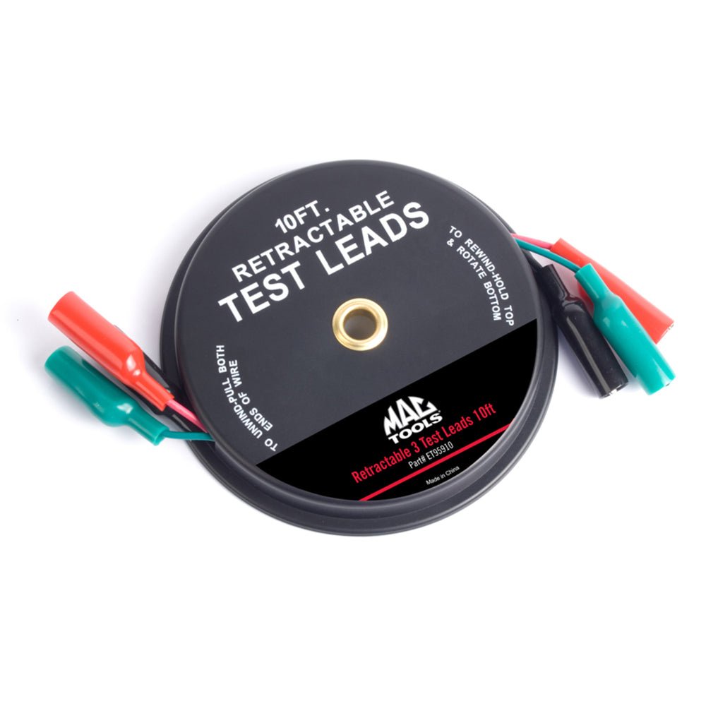 10-Foot Retractable Test Lead Set, 3-Piece