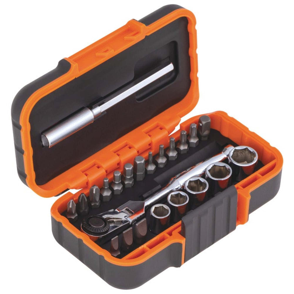 1/4-Inch Drive SAE Precision Torque Micro Socket and Bit Set in Orange 23-Piece