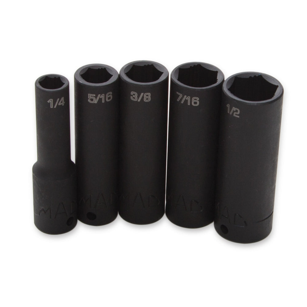 
                  
                    5-PC. 1/4" Drive SAE Deep Impact Non-slip Socket Set - 6-PT., SMDP56BRPT
                  
                